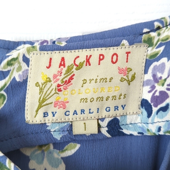 Jackpot by Carli Gry 90's Vintage Floral Sleeveless Sheath Maxi Dress Blue 1 - Picture 5 of 14